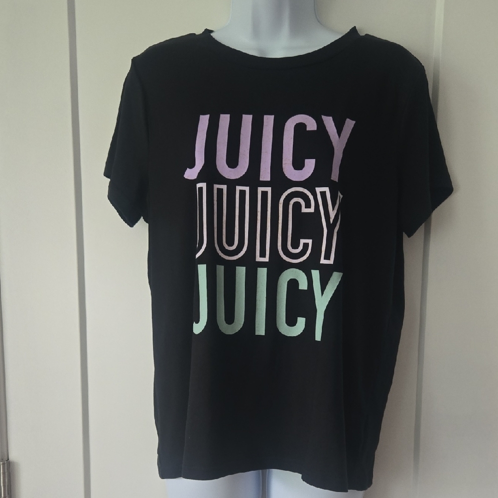 Juicy Couture Black Tee with Pastel Letters